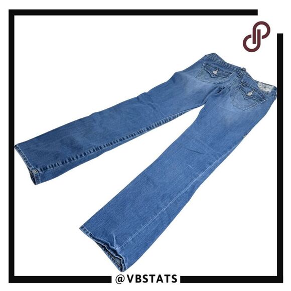 True Religion Women's Slim Straight with Flap Pockets Denim Jeans Blue Size 26 - Picture 2 of 10